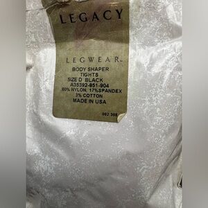 Legacy Legwear Body Shaper Pantyhose Women’s Size D Black New Old Stock NWOT